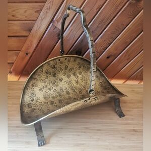 Vintage Brass With Steel Log Holder